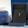 thumbnail image 5 of Gem Stone King 925 Silver and 10K Yellow Gold Red Garnet and Lab Grown Diamond Pendant Necklace for Women | 1.83 Cttw | Gemstone January Birthstone | Emerald Cut 7X5MM | With 18 inch Chain, 5 of 6