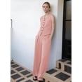 thumbnail image 4 of Firvespy Women's 2 Piece Blazer Outfits Summer Sleeveless V Neck Vest and Wide Leg Pants Set High Waist Tailored Business Casual Suit, 4 of 5