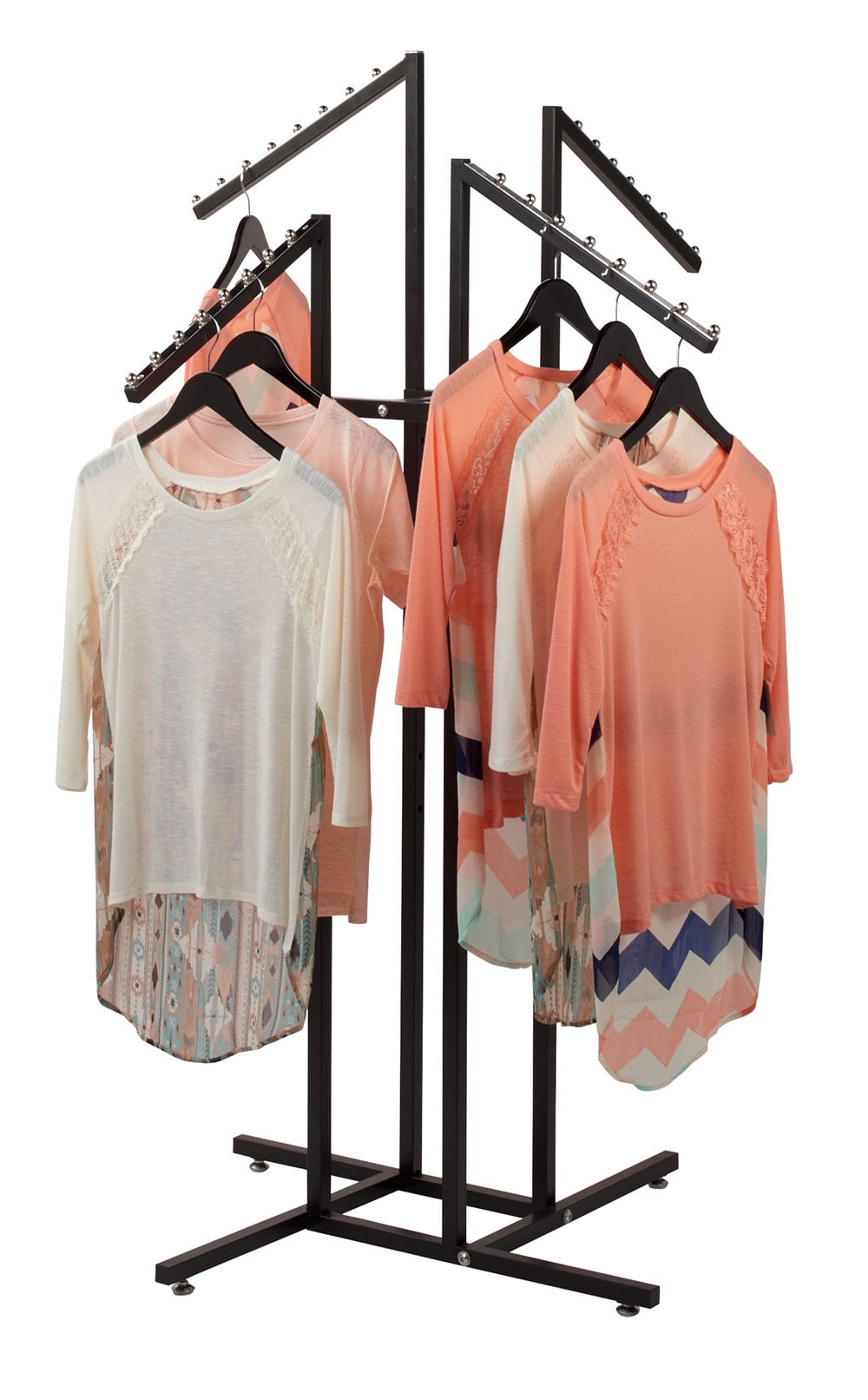 4 WAY Chrome Clothing Garment Retail Display Rack Clothes Hanger Fixture  72'' 