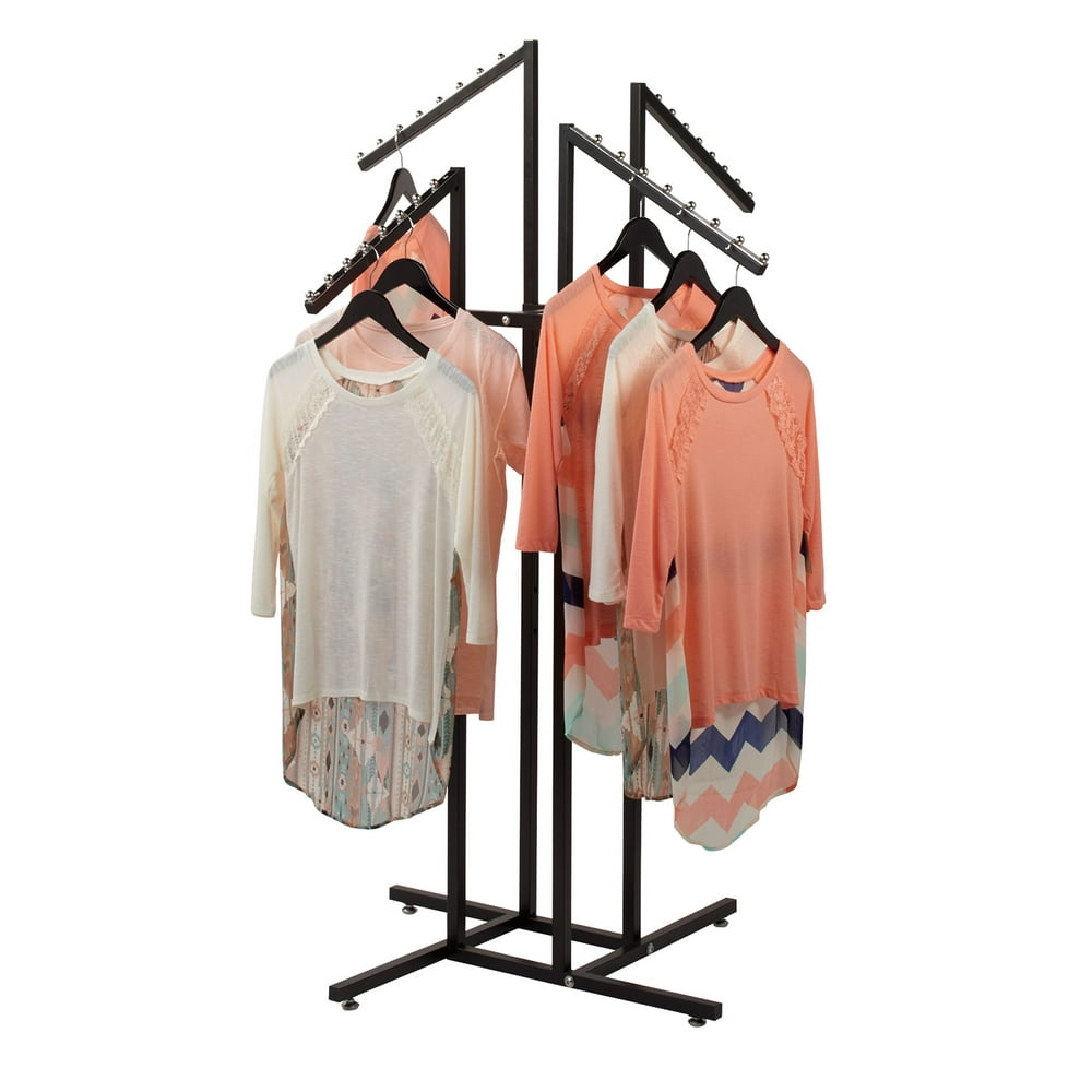 4 Way Clothing Rack with Slanted Arms Black