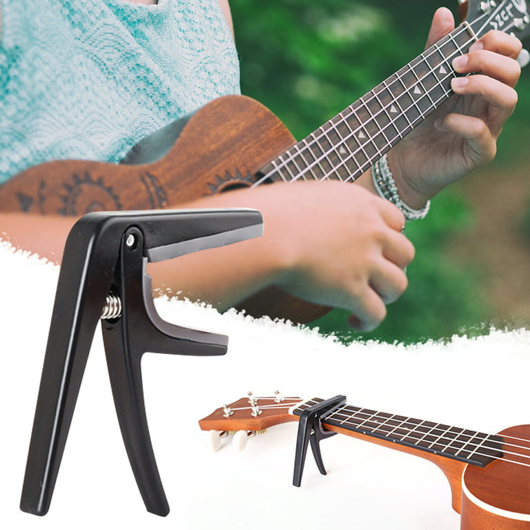 Donner Guitar Capo for Electric and Acoustic Guitar DC-2, Ukulele Capo  Black with 4 Picks