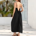thumbnail image 4 of qucoqpe Women Summer Dresses 2026 Casual Sleeveless Backless Spaghetti Strap Flowy Beach Vacation Boho Maxi Cami Dress, 4 of 9