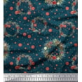 thumbnail image 1 of Soimoi Blue Georgette Viscose Fabric Wreath & Dots Fabric Prints By Yard 42 Inch Wide, 1 of 3