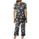 thumbnail image 5 of Puntoco Ropa de dormir para mujer Conjunto de pijama con estampado navideño, cuello redondo, botones, manga corta y pantalón con bolsillos y cintura elástica, 5 of 5