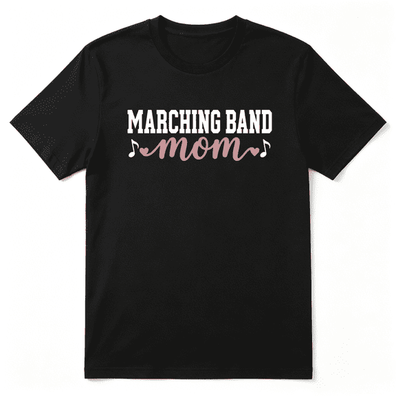 Marching Band Mom Musical Support Retro Graphic Tee for Women, Mom Family Gift Cotton Short Sleeves T-Shirt