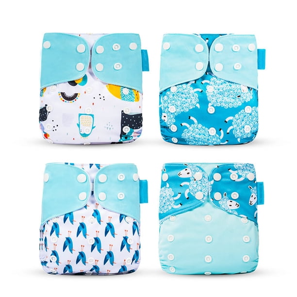 Paquete de 4 pañales de entrenamiento para bebés Pañales impermeables lavables Impresión ajustable A prueba de fugas Recién nacido Aprendizaje de enfermería Envoltura Tipo 5 seitruly BA000363-05