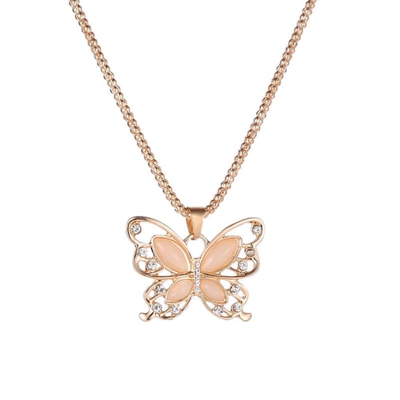 ddioayh Ladies Butterfly Shaped Silver Necklace,Jewelry Sweater Accessories