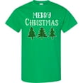 thumbnail image 3 of Inktastic Merry Christmas Green Plaid Christmas Trees T-Shirt, 3 of 5