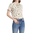 thumbnail image 1 of Allegra K Women's Floral Print Tie Neck Short Sleeves Peasant Blouse, 1 of 6