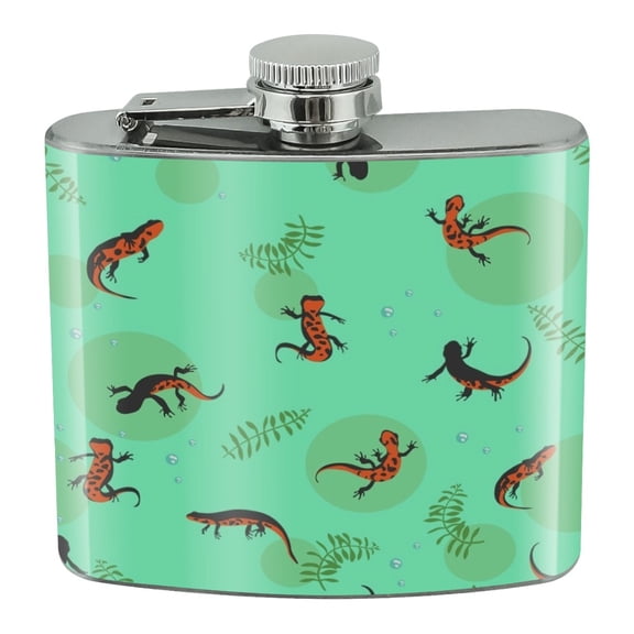 Fire Belly Newts Swimming Pattern Stainless Steel 5oz Hip Drink Kidney Flask