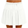 thumbnail image 4 of QATAINLAV Womens Golf Skirts with Liner Shorts Solid Color Elastic High Waist Mini Pleated Athletic Tennis Skorts White XXL, 4 of 6