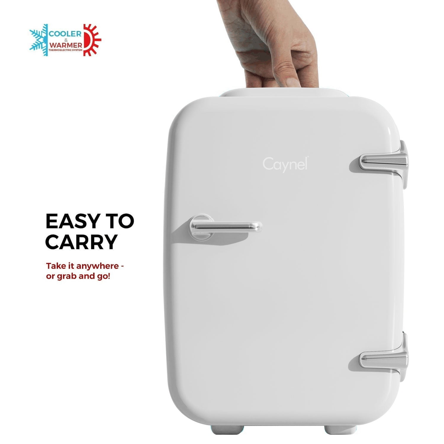 CAYNEL Mini Fridge Portable Thermoelectric 4 Liter Cooler and Warmer, White