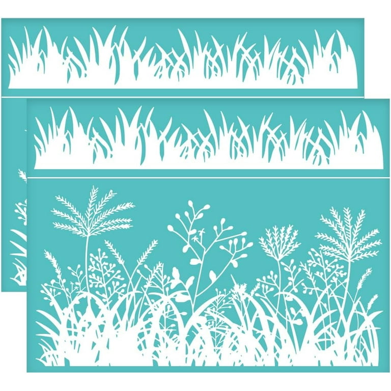 2pcs Plants Pattern Silk Screen Printing Stencils Floral Self