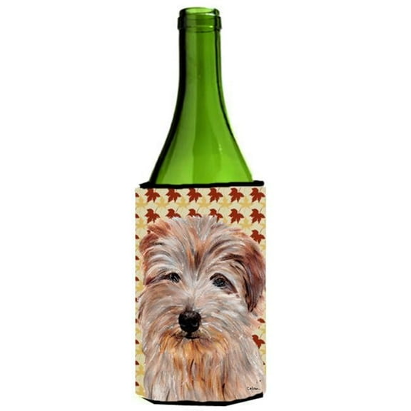 Norfolk Terrier Fall Leaves Wine bottle sleeve Hugger  24 Oz.