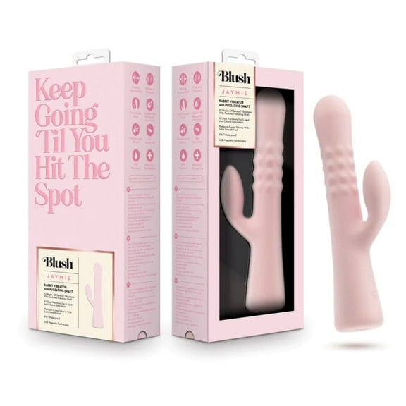 Blush | Jaymie 9.25 Inch G Spot Clitoral Dual Stimulation Rabbit Vibrator In Pink - 10 Vibration Modes - Soft Silicone