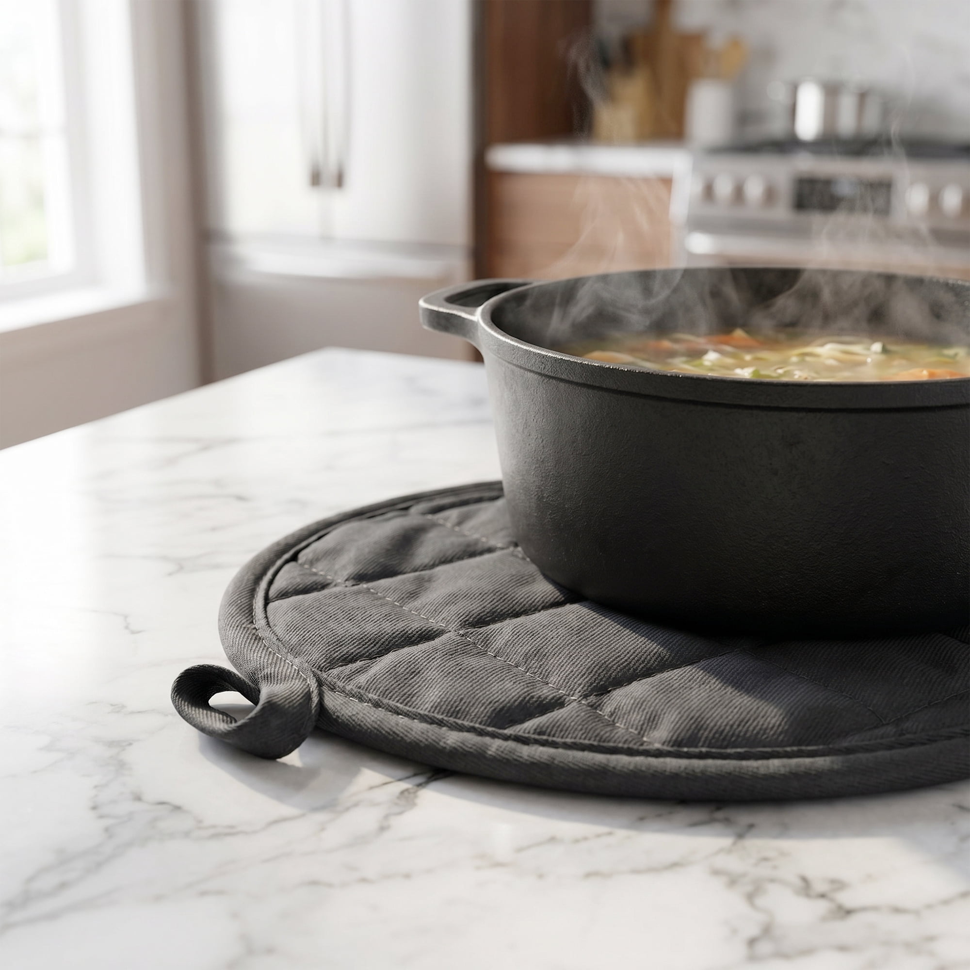 Unique Bargains 2 Pcs Heat Resistant Non Slip Pot Holders for Kitchen Gray 7.1"x7.1"