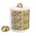 thumbnail image 2 of Earth Tones Piggy Bank, Iranian Pattern Traditional Paisley Welsh Pears, Ceramic Coin Bank Money Box for Cash Saving, 3.6" X 3.2", Grey Yellow, by Ambesonne, 2 of 4