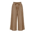 thumbnail image 6 of Lmueinov Women's Gingham Checkered Drawstring Wide Leg Capri Pants, Ruffle Elastic Waist Casual Trousers with Pockets, Summer Vacation Beach Daily Wear Cropped Pants for Women S-2XL, 6 of 6