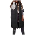 thumbnail image 3 of FUZHIQ Long Puffer Vests for Women Puffer Vest Lightweight Sleeveless Warm Button Full Zip Up Fall Winter Coat Outerwear Puffer Vests Hooded Black, 3 of 6