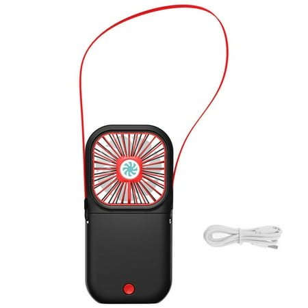 

Clearance Promotion Necklace Fan 90°Rotating Free Adjustment Mini Portable USB Personal Fan 3 Setting Cooling Folding Electric Fan Rechargeable Battery Handheld Fan For Outdoor Event black