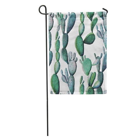 SIDONKU Green Pattern Watercolor Cactus Tropical Garden Watercolour Greenery Arizona Cute Garden Flag Decorative Flag House Banner 28x40 inch