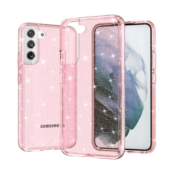 Glitter Clear Case for Samsung Galaxy S24 Plus, Shining Sparkle Non-Yellowing Slim Case, Scratch Resistant Military Grade Shockproof Phone Cover for Samsung Galaxy S24 Plus, Pink