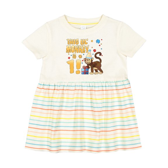 Inktastic This Lil' Monkey is One Cute Birthday Girls Baby Dress
