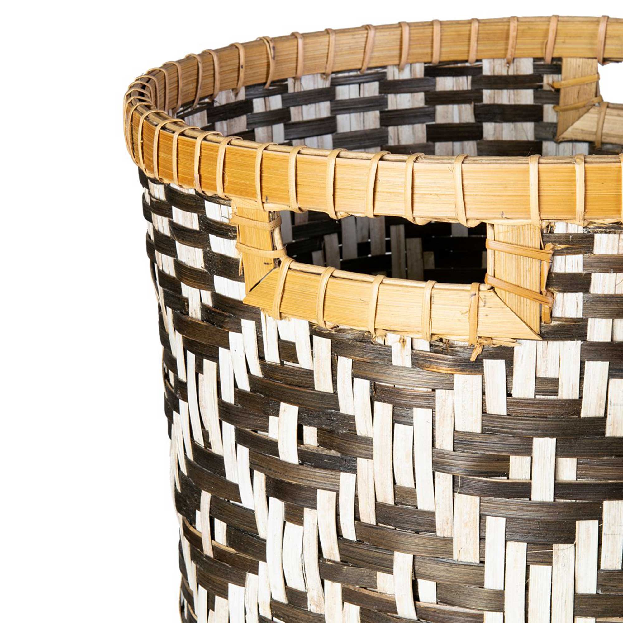 East at Main Nefertiti Set of 4 White and Black Woven Nesting Storage Baskets with Handles