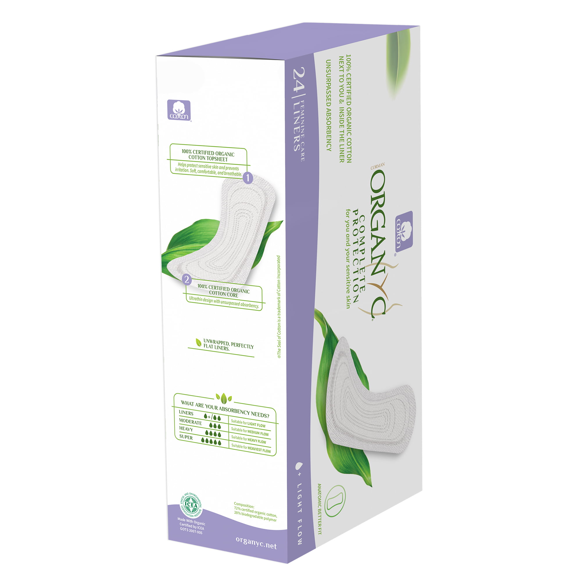 Organyc Panty Liners, Extra Long, Maxi Flow - Clinically-Proven Protec —  Aura Natural Market