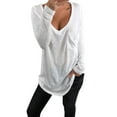 thumbnail image 2 of Exrradully Women's Loose Plus Size Solid Long Sleeve V-neck Pullover Tops Shirt Long Sleeve V-neck Pullover Tops Shirt, 2 of 8