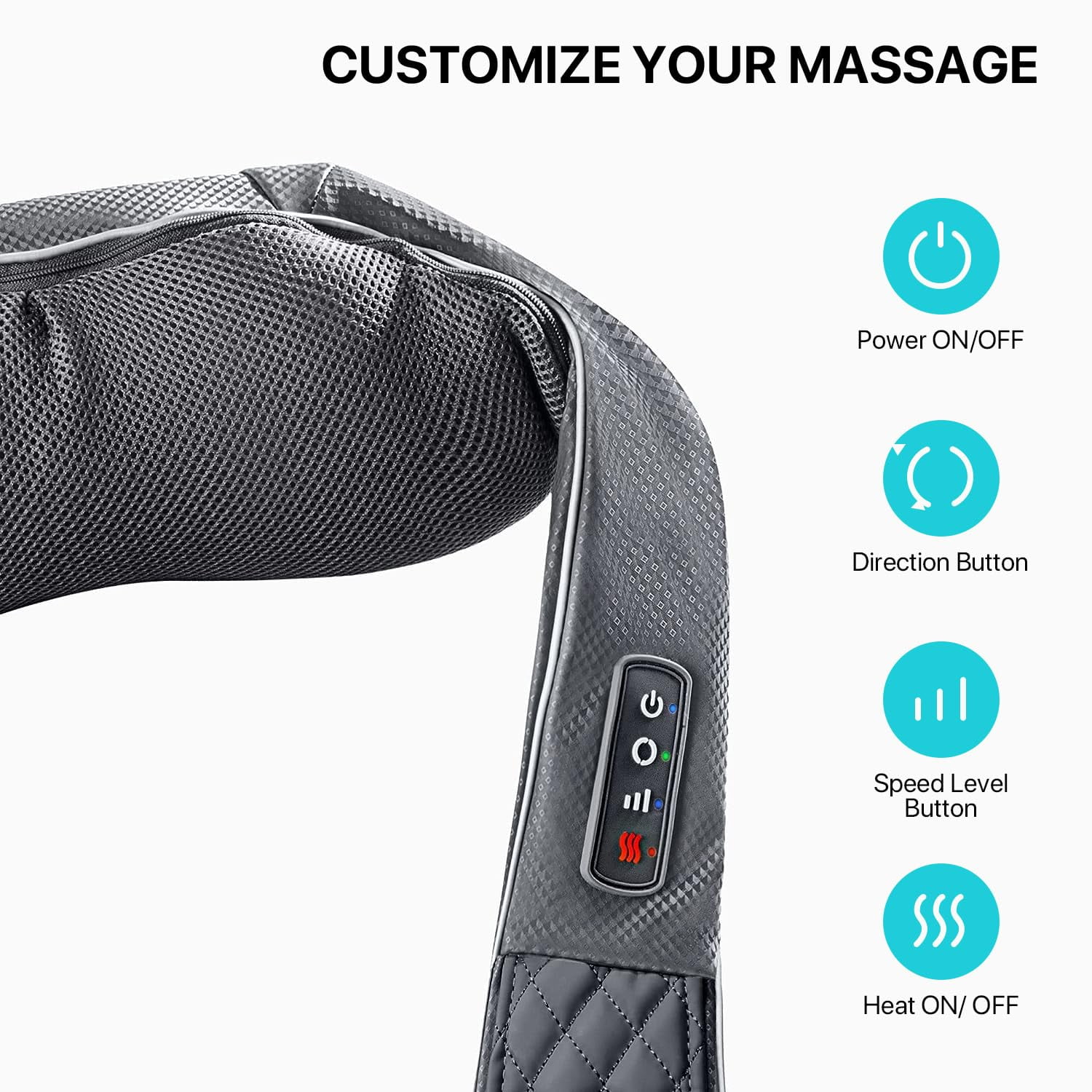 ALLJOY Cordless Neck and Shoulder Massager, Rechargeable Deep Tissue Kneading Neck Massager with Heat,Gifts for Women, Men, Mom, Dad