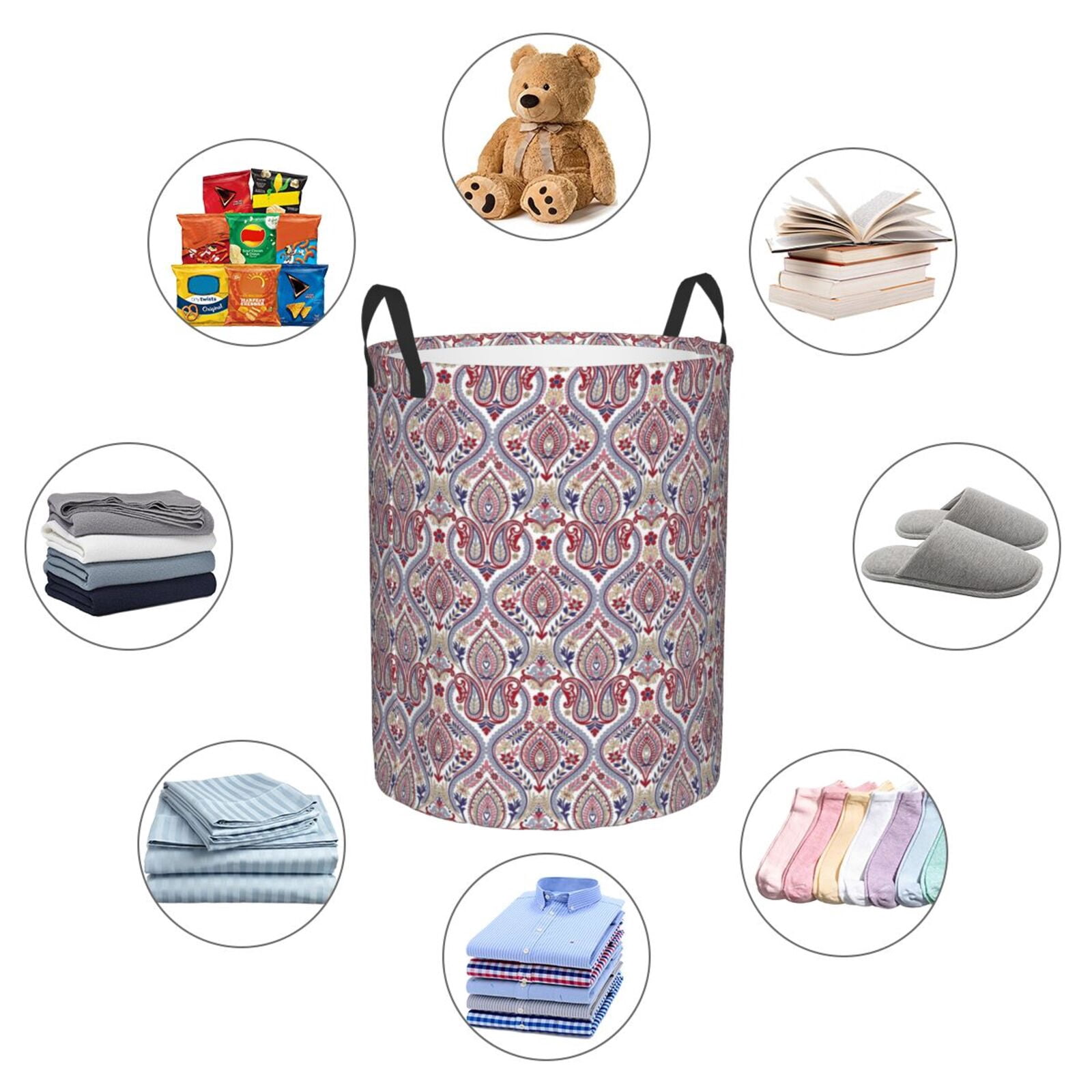 Large Laundry Basket with Handles - Paisley Pattern No.90112 Kids Baby Dirty Clothes Laundry Hamper for Bedroom Aesthetic