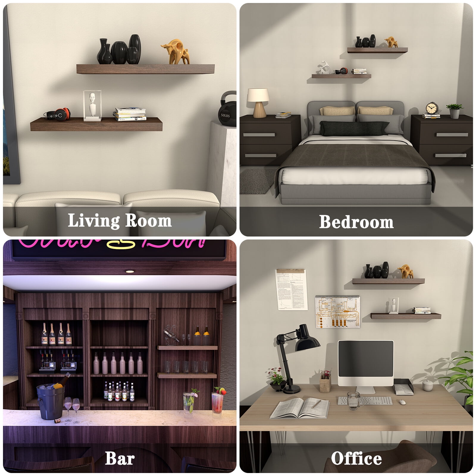 Brown Wall Shelves: 100+ Items − Sale: at $11.99+