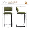 thumbnail image 4 of Zesthouse 30.5" Bar Stools Set of 2, Tufted Velvet Bar Height Stools Chairs with Back and Metal Legs, Mid Century Modern Barstools for Kitchen Island, Green, 4 of 10