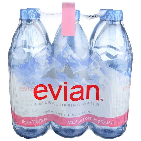 evian Natural Spring Water 1 Liter, 12 Count