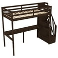 thumbnail image 6 of Harper & Bright Designs Twin Size Loft Bed with Storage Staircase and Built-in Desk, High Loft Bed Frame with Steps for Boys Girls Adults, Espresso, 6 of 12