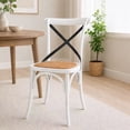 thumbnail image 4 of 2xhome White Mid Century Modern Farmhouse Antique Cross Back Chair With X Back Assembled Solid Real Wooden Frame Antique Style Dining Chair Side Armless For Accent Chair Woven Kitchen Task Work Desk, 4 of 9