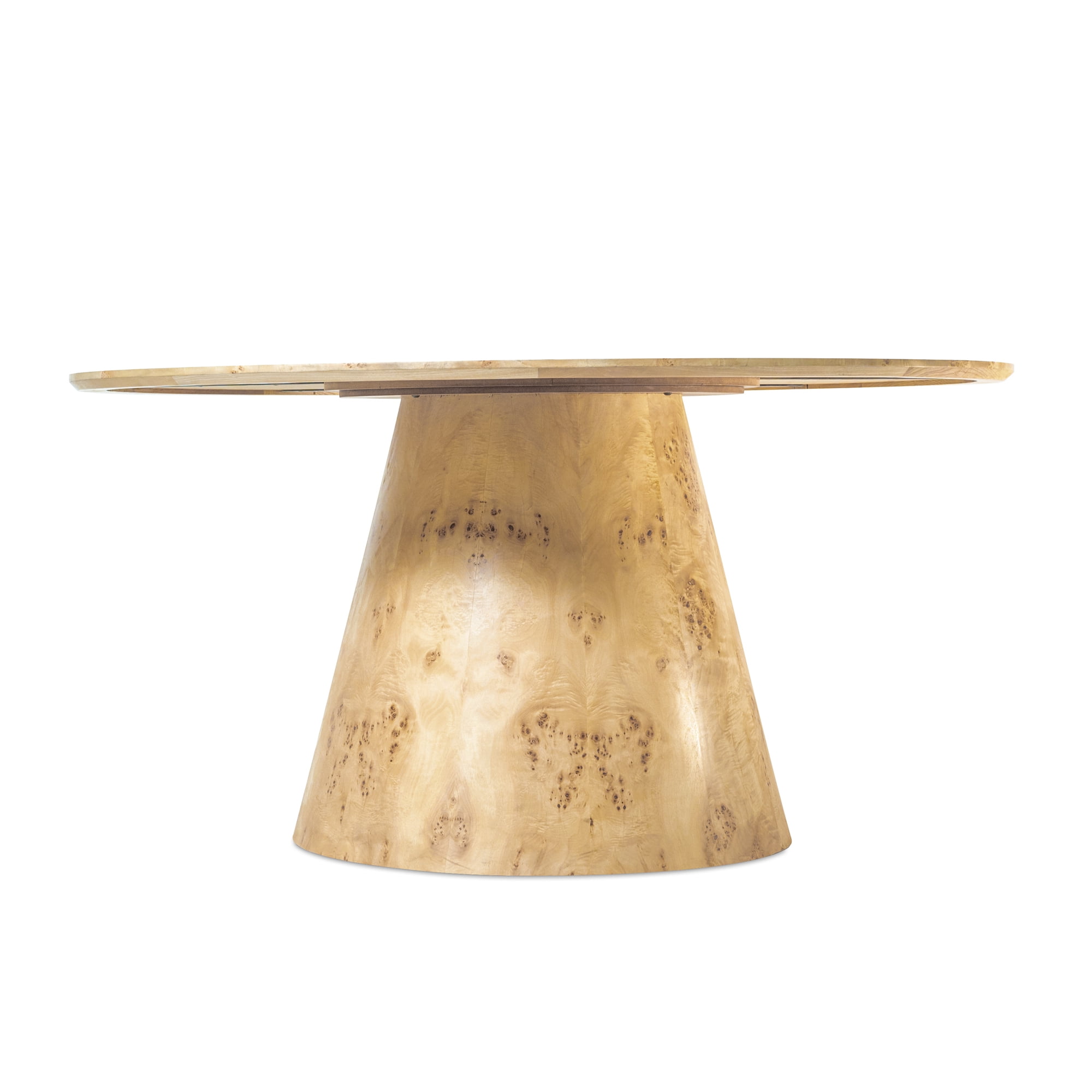 Ox Bay Gabriel 48" Round Burl Wood Dining Table – Natural Finish, Seats 4, Transitional Kitchen & Dining Room Table