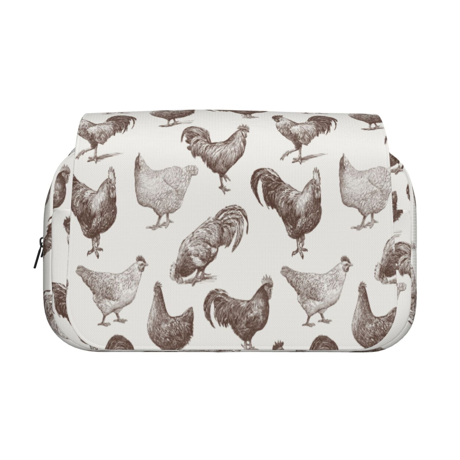 Rateoe Chickens Pattern Double Clamshell Pen Case, Storage Organizer with Two Zipper Compartments– Holds Up to 50 Pencils & Pens