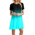 thumbnail image 1 of B91xZ Robe de Soirée pour Femmes Col Carré Manches Courtes Longueur Genou Fluide Robe d'Été, Bleu TG, 1 of 4