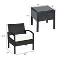 thumbnail image 2 of Gymax 3PCS Patio Rattan Furniture Set Conversation Sofa Cushioned Coffee Table Garden, 2 of 10