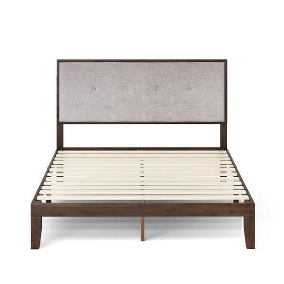 ZINUS Moiz Platform Bed with Headboard, King Size with adjustable Headboard, Solid wood with center support, No box spring is needed, 5 Years Warranty