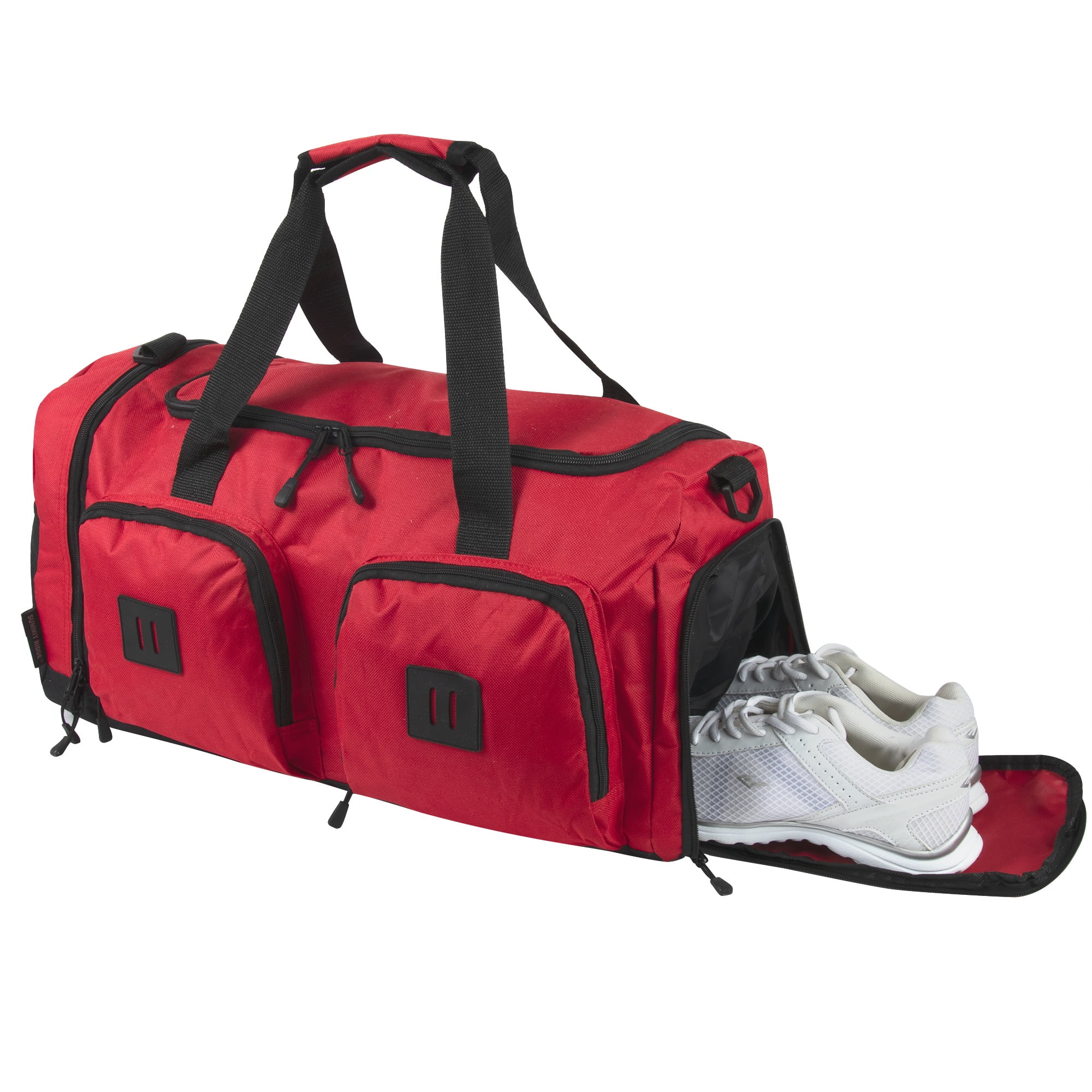 Summit Ridge 22"L Duffel Bag 38 Liter Capacity for Gym Clothes, Sports Equipment, Towels, Sneakers, Travel, Commute in Red