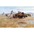 thumbnail image 3 of Russell, Charles M. 14x10 Black Modern Framed Museum Art Print Titled - Buffalo Hunt, 3 of 5