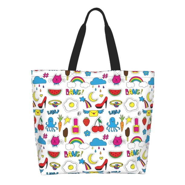 Balery Summer Bolsa Tote Estilo Estético con Cremalleras, Bolsa de Hombro, Bolsa de Compras Grande y Plegable
