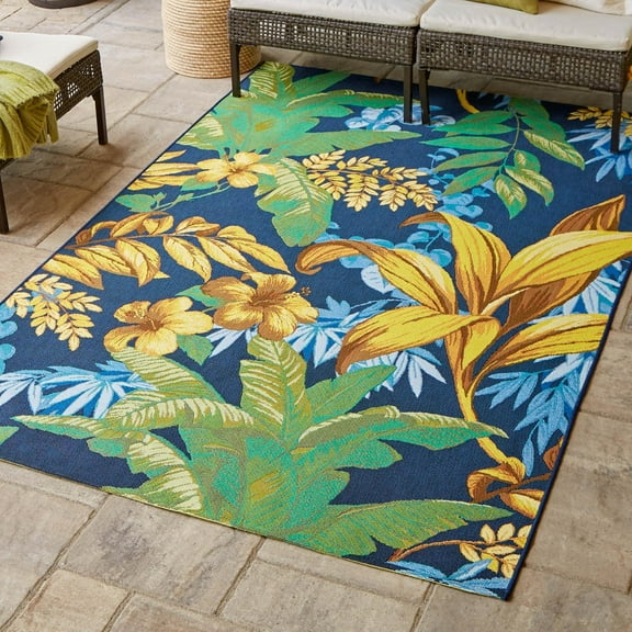 Unique Loom Outdoor Botanical Collection Area Rug - Calypso (2' x 3' Rectangle Multi/Light Blue)