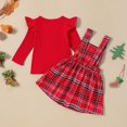 thumbnail image 5 of Gunia Baby Christmas Outfit Christmas Long Sleeve Ribbed T Shirts Tops Xmas Plaid Printed Suspender Skirts Outfits Toddler Outfits For Girls,Red 12-18 Months, 5 of 7