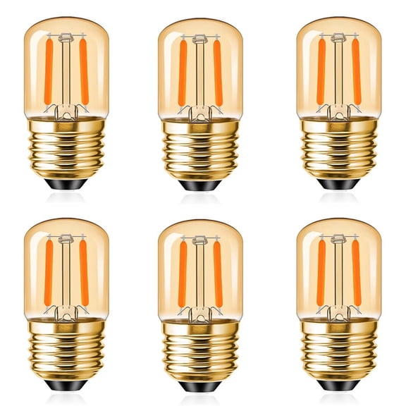 T28 LED Light Bulb, E26 Base, 1W, 2200K Warm Light, 6 Pack, for Decorative Lighting