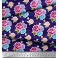 thumbnail image 2 of Soimoi Rayon Fabric Stripe,Leaves & Rose Floral Print Fabric by Yard 56 Inch Wide, 2 of 3