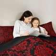 thumbnail image 5 of Erosebridal Gothic Floral Comforter Sets Twin Size,Red Jacquard Comforters & Duvets,Boho Bohemain Flower Bedding Twin Comforter Set,Lightweight Room Decor Reversible,2-Piece, 5 of 8